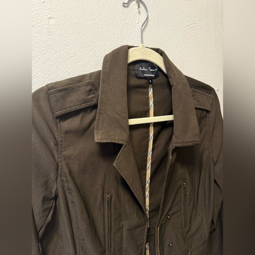 Eden Society Army Green Utility Jacket Cinched Waist Gen Z | Size S - Picture 5 of 6